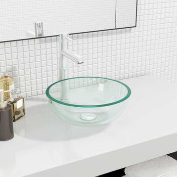 vidaXL Wasbak 30x12 cm gehard glas transparant, Doe-het-zelf en Bouw, Sanitair, Verzenden, Nieuw