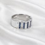 Zonder minimumprijs - Ring Verguld Saffier - Diamant - 18k, Nieuw