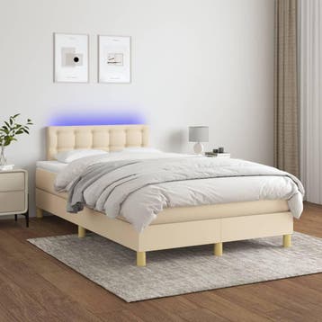 vidaXL Boxspring met matras en LED stof crèmekleurig 120x200, Verzenden, Nieuw