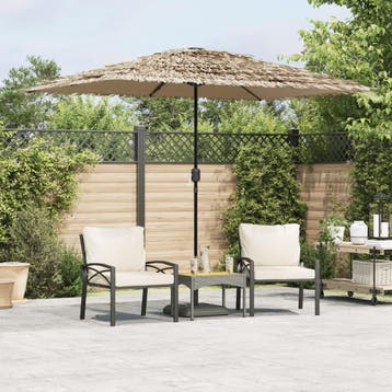 vidaXL Parasol met LEDs en stalen paal 248x248x248 cm bruin, Verzenden