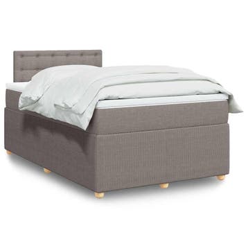 vidaXL Boxspring met matras stof taupe 120x200 cm, Verzenden
