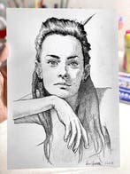 Dario Moschetta - Female Portrait Ink Drawing Original 226B