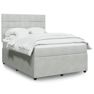 vidaXL Boxspring met matras fluweel lichtgrijs 140x200 cm, Verzenden, Nieuw