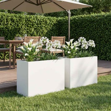vidaXL Plantenbak 2 st Wit 60 x 30 x 50 cm Koudgewalst staal, Jardin & Terrasse, Pots de fleurs, Verzenden