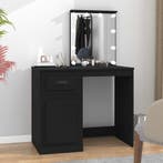 vidaXL Kaptafel met LED 90x50x132,5 cm bewerkt hout zwart, Verzenden, Nieuw