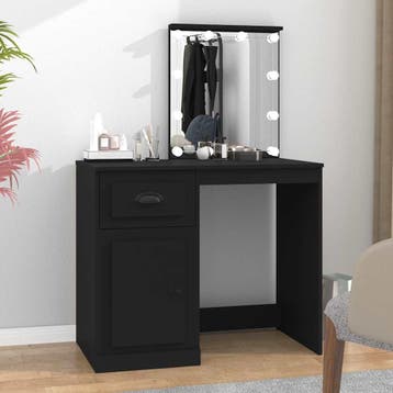 vidaXL Kaptafel met LED 90x50x132,5 cm bewerkt hout zwart, Verzenden, Nieuw