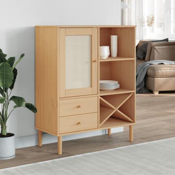 vidaXL Hoge kast SENJA 90x40x112 cm rattan look grenenhout, Verzenden, Nieuw