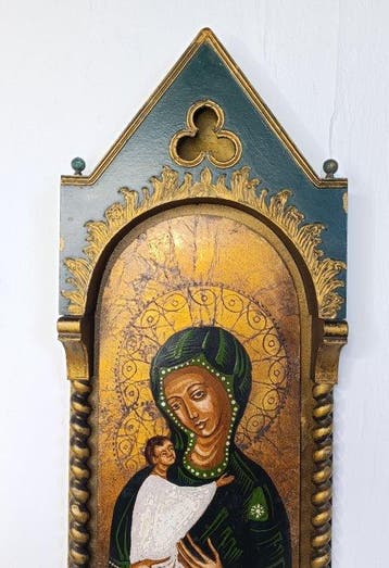 Icoon - Moeder Gods - Hout, Goud - XL - 24 x 65 cm