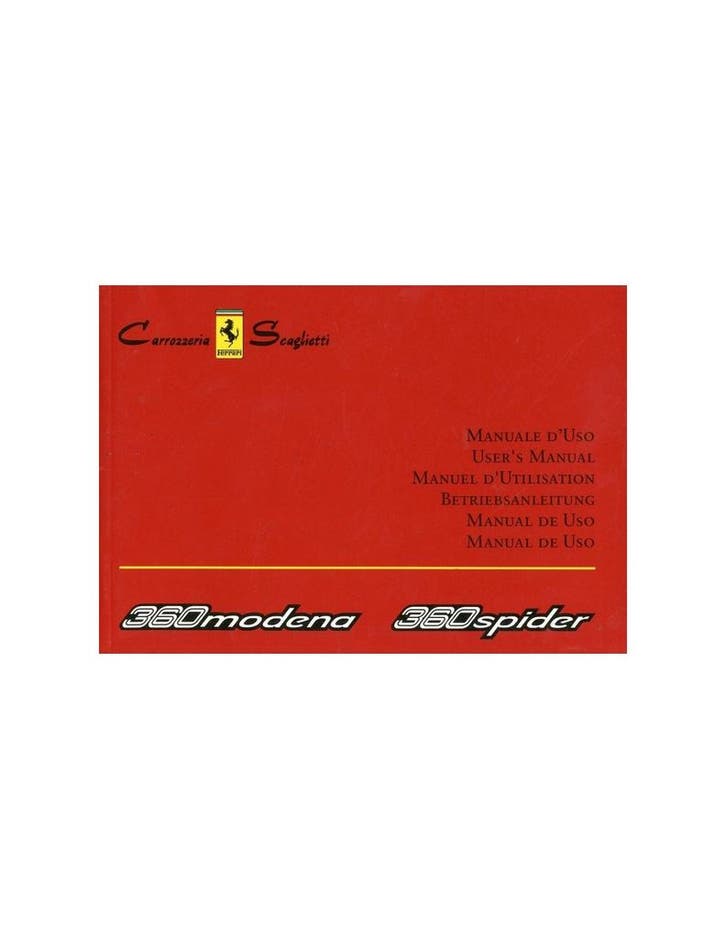 2003 FERRARI 360 MODENA & SPYDER CARROZZERIA SCAGLIETI INS.., Autos : Divers, Modes d'emploi & Notices d'utilisation, Enlèvement ou Envoi