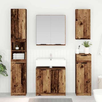 vidaXL Badkamerkast set 2 st Oud Hout Bewerkt hout, Verzenden