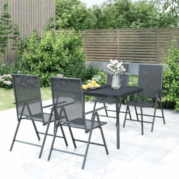 vidaXL 5-delige Tuinset staal antracietkleurig, Verzenden, Nieuw, Tuinset
