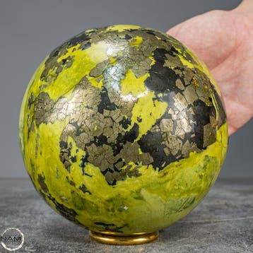 Zeer zeldzame eerste kwaliteit serpentine & pyriet Sphere,