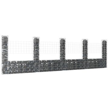 vidaXL Schanskorf U-vormig met 5 palen 500x20x150 cm ijzer, Verzenden