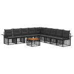 vidaXL Buiten bank set 10 pcs Zwart en Donker Grijs, Verzenden, Nieuw