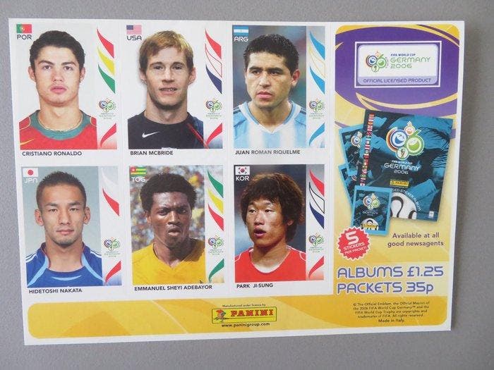 Panini 3 sheets panini world cup 2006 Germany Cristiano, Collections, Autocollants