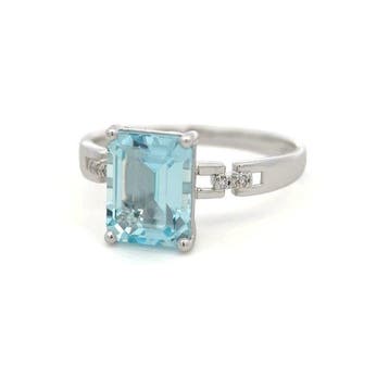 Ring Platina - 1.93ct. tw. Aquamarijn - Diamant, Nieuw