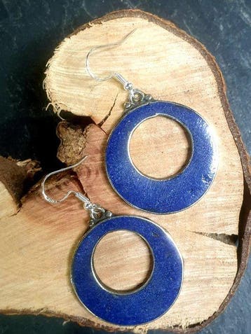 Zilver, 925 tibetaans zilver, Lapis lazuli, traditionele