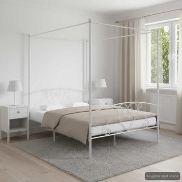 vidaXL Hemelbedframe metaal wit 140x200 cm, Huis en Inrichting, Verzenden, Nieuw