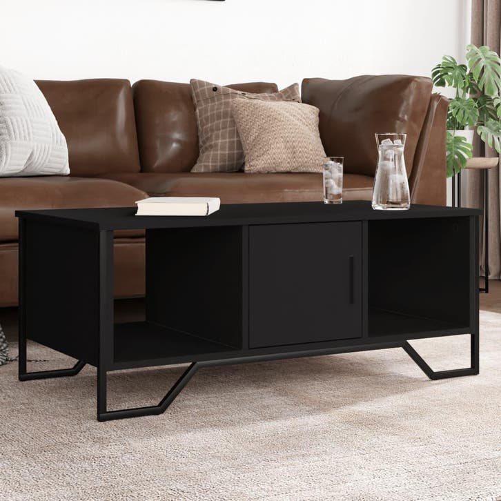 vidaXL Salontafel 100x51x40 cm bewerkt hout zwart, Huis en Inrichting, Tafels | Salontafels, Nieuw, Verzenden