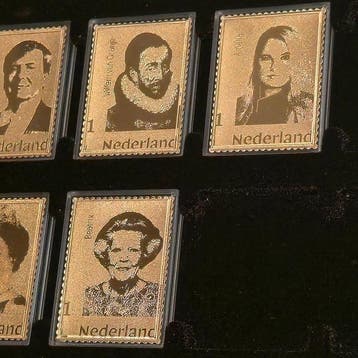 Nederland - Set van 7 officiële Nederlandse gouden, Postzegels en Munten, Gestempeld