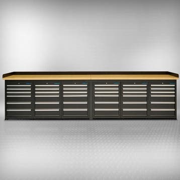 Datona Werkbank PRO 400 cm - bamboe - 6 ladekasten met 36, Ophalen of Verzenden