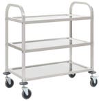 vidaXL Keukentrolley 3-laags 95x45x83,5 cm roestvrij staal, Verzenden
