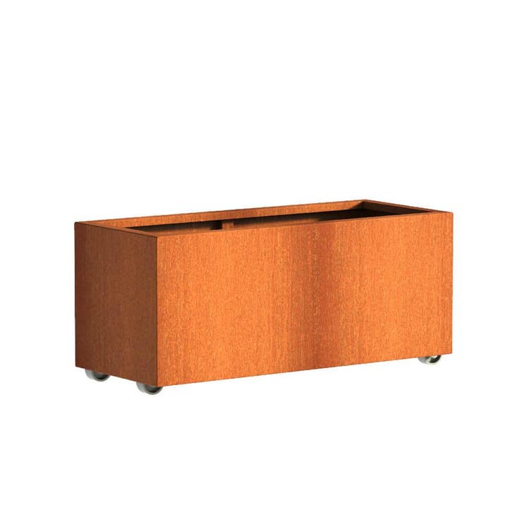 Cortenstaal plantenbak 120x50x50cm - Met wielen, Tuin en Terras, Bloembakken en Plantenbakken, 30 tot 60 cm, 100 cm of meer, Tuin