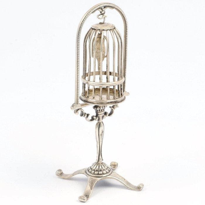 NO RESERVE - C. & A. Lesener - Miniatuur Volière - Beeldje -, Antiquités & Art, Antiquités | Argent & Or