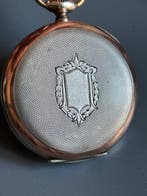 Antique 0.800 Silver Mechanical Pocket Watch with Chain and, Nieuw