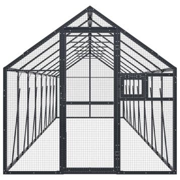 vidaXL Volière 1,79x8x1,85 m aluminium antracietkleurig, Verzenden, Nieuw