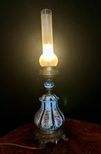 Tafellamp - Porselein, Messing, Glas