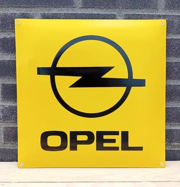 Opel emaille geel, Verzamelen, Merken en Reclamevoorwerpen, Verzenden, Nieuw