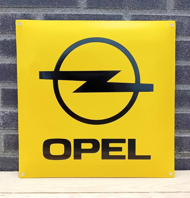 Opel emaille geel, Verzamelen, Merken en Reclamevoorwerpen, Verzenden