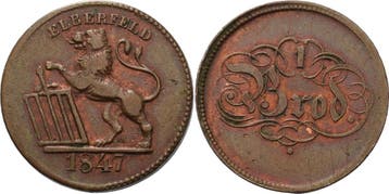Bronzemarke 1847 Elberfeld, Verzenden, België