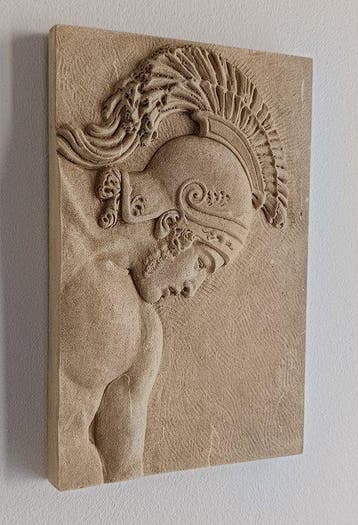 Relief, Bassorilievo Eroe Greco - 30 cm - Calcaire - 2026