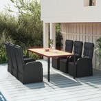vidaXL 7-delige Tuinset poly rattan en massief acaciahout, Verzenden, Nieuw, Tuinset