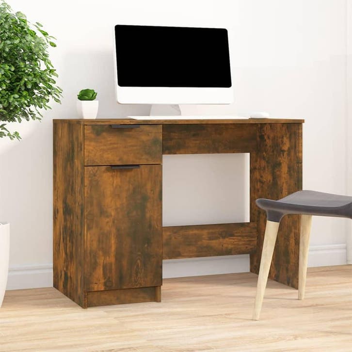 vidaXL Bureau 100x50x75 cm bewerkt hout gerookt eikenkleurig, Maison & Meubles, Bureaux, Envoi