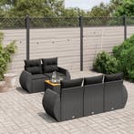 vidaXL 6-delige Loungeset met kussens poly rattan zwart, Verzenden, Loungeset