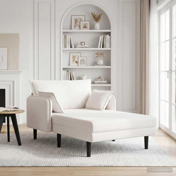 vidaXL Oversized chaise longue Crèmekleurig Bouclé, Verzenden, Nieuw