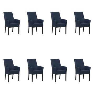 Set van 8 Leren eetkamerstoelen Just met armleuning -, Huis en Inrichting, Ophalen of Verzenden, Nieuw, Leer, Eén