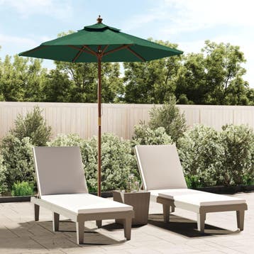 vidaXL Parasol met houten paal 196x231 cm groen, Verzenden, Nieuw