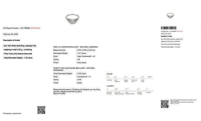 Ring - 18 karaat Witgoud - 1.34ct. tw. Diamant (Natuurlijk), Handtassen en Accessoires, Ringen