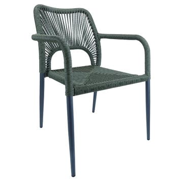 Stoel | PVC Rotan/Aluminium | Groen | Grijs Frame |, Verzenden