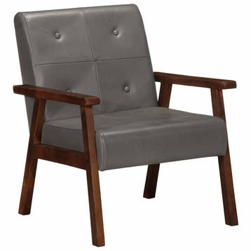 vidaXL Fauteuil echt leer grijs, Verzenden