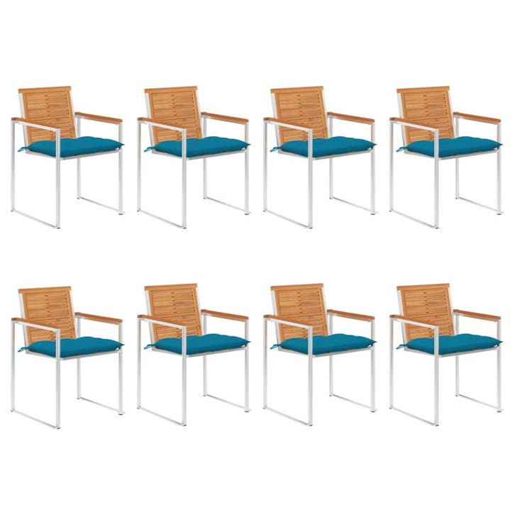 vidaXL Tuinstoelen 8 st met kussens massief acaciahout, Tuin en Terras, Tuinstoelen, Nieuw, Verzenden