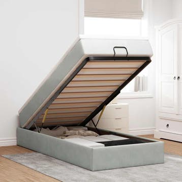 vidaXL Ottoman bed met matras 90x200cm fluweel lichtgrijs, Verzenden