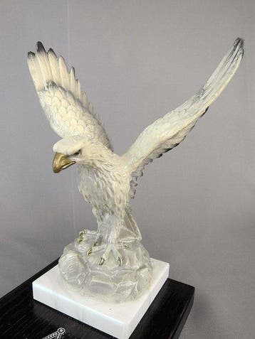 Sculpture, Grande Scettro massonico aquila reale su marmo -