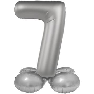7 Jaar Cijfer Ballon Zilver 72cm, Verzenden, Nieuw