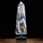 Premium Dendritic Agate Obelisk op decoratieve sokkel -, Antiek en Kunst