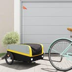 vidaXL Fietstrailer 45 kg ijzer zwart en geel, Verzenden